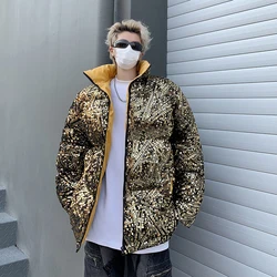 Winter Thickening Sequin Jacket Men's Warm Parka Men Fashion Casual Hooded Coat Man Streetwear Loose Hip Hop Coat