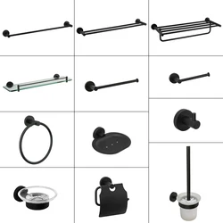 Bathroom Hardware 304 Stainless Steel Matte Black Towel Rack Toilet Paper Holder Soap Holder Towel Bar Toilet Accessories