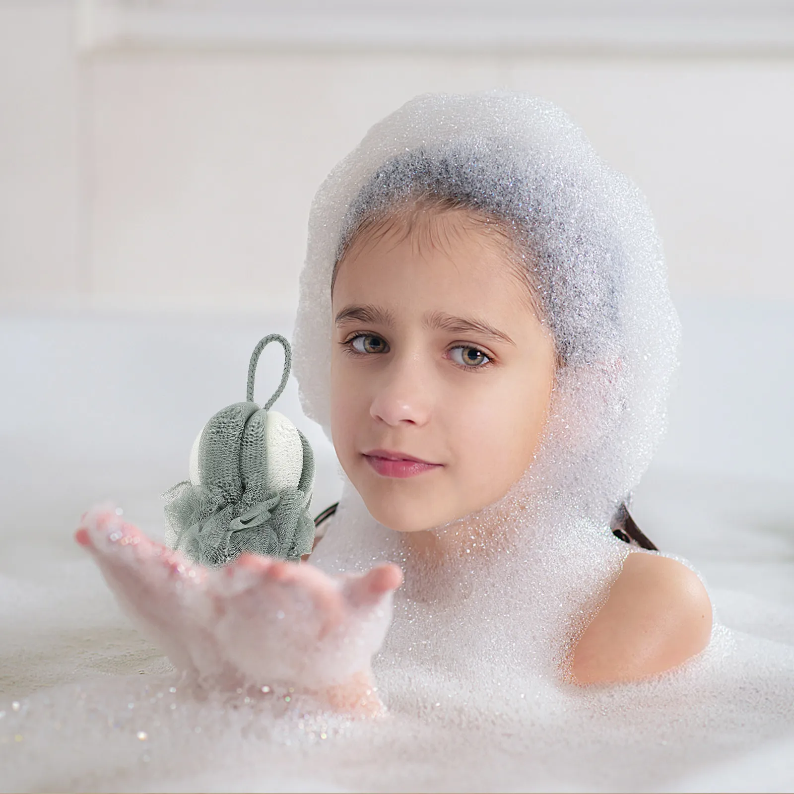 

2Pcs Adorable Bubble Bath Balls Mesh Shower Scrub Sponges Easy Soap Lather Gentle Exfoliation Bath Supplies for Home Travel Gift