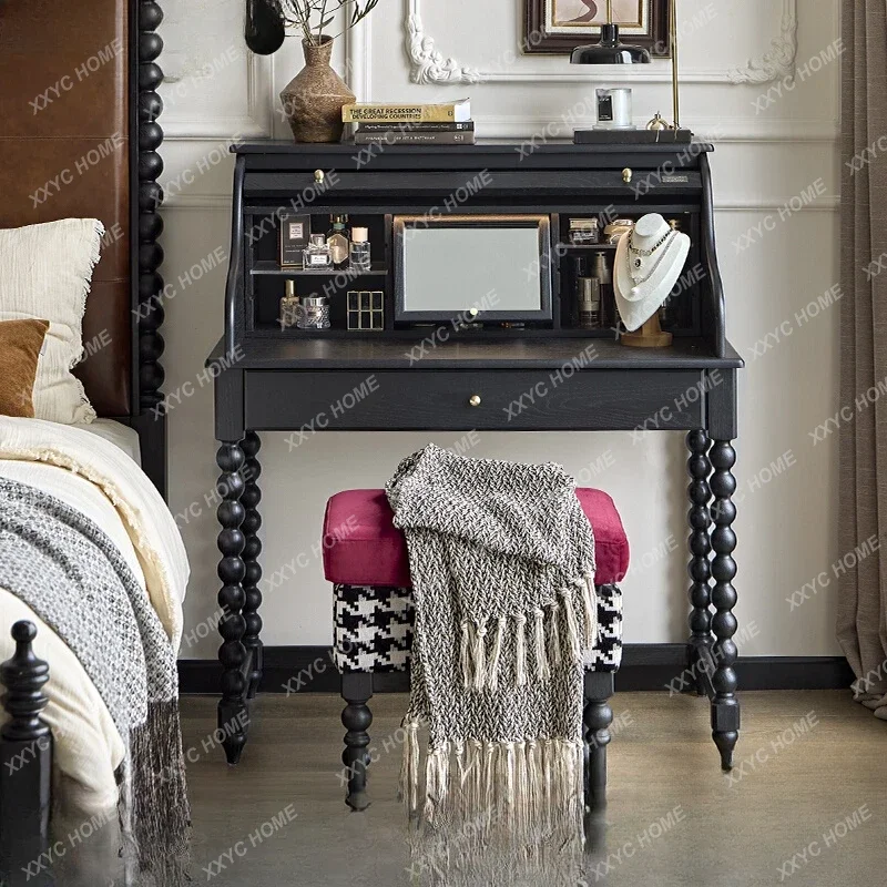 

Ретро комод с рольставнями, средневековый столик для макияжа из цельного дерева, спальня