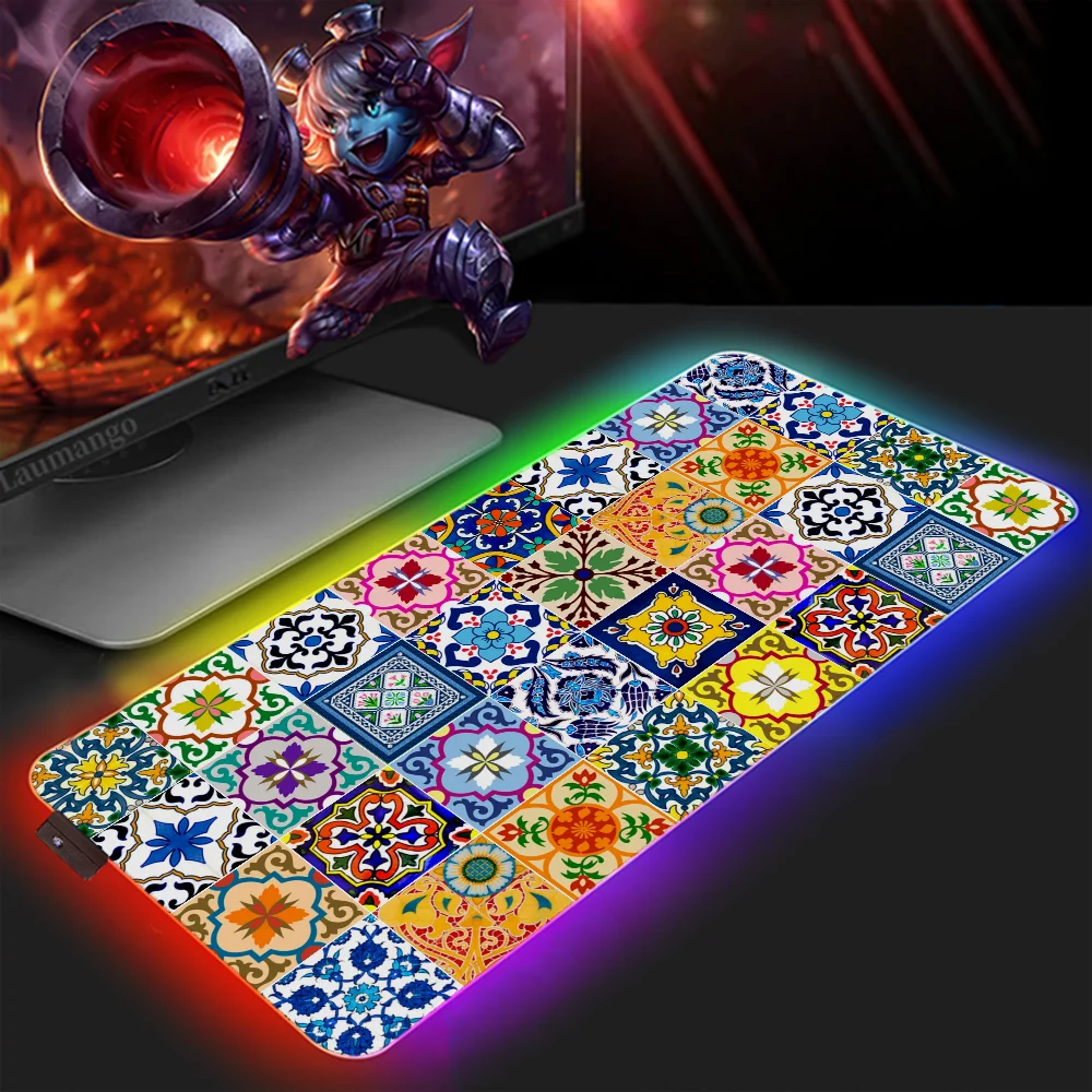 Moroccan Pattern Mousepad Gamer 900x400 Desk Mat Mause Pad Gaming Setup Accessories Desktops Mouse Mats Keyboard Extended Xxl Pc