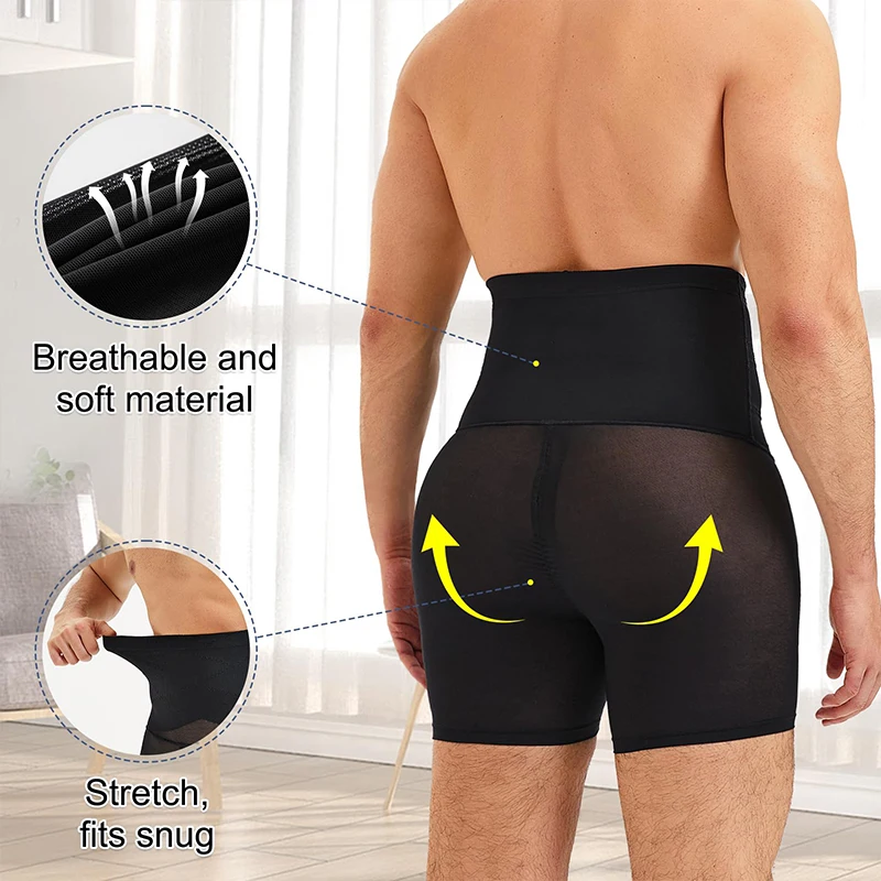 Men Slimming Shorts Tummy Control Body Shaper Compression Flat Belly Shapewear Sexy Mesh Breathable Boxer Underwear