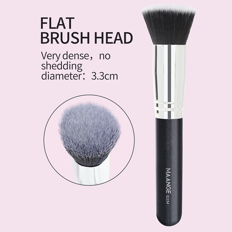 Escova de maquiagem de fundação com caixa para mulheres corretivo plano pincel de blush em pó escova de cerdas macia densa ferramenta de beleza 1pc