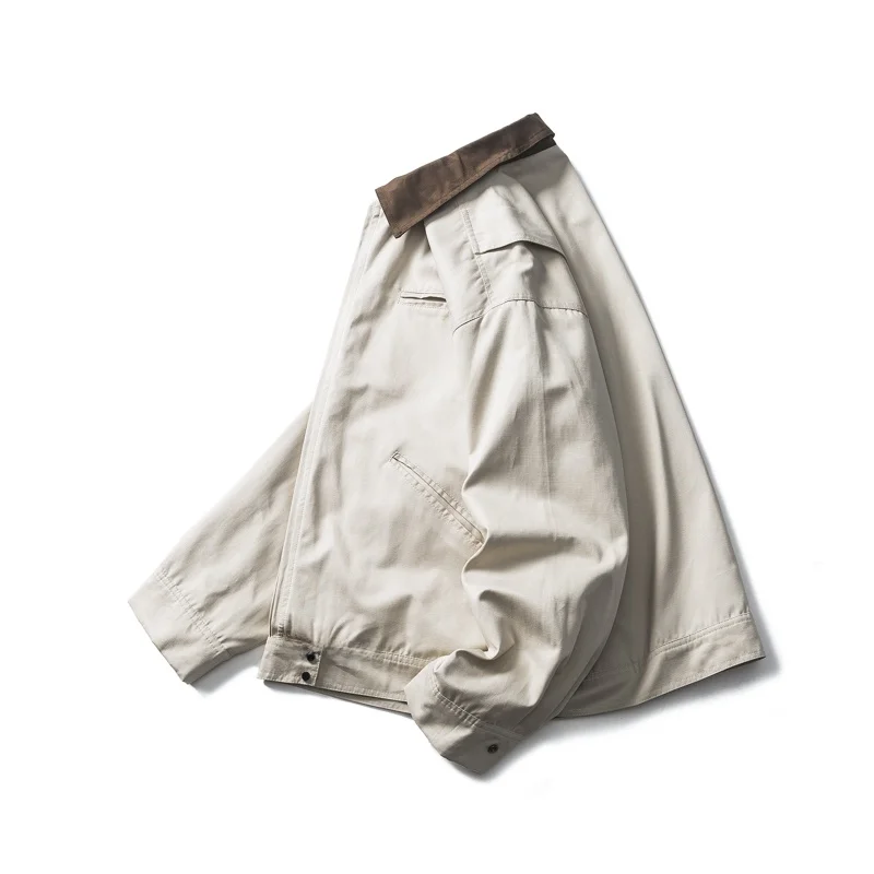 

American Sle Autumn Classic Detroit Color Blo Worn out Collar Jaet Men Loose Casual Workwear Jaet Breathable Cotton P...