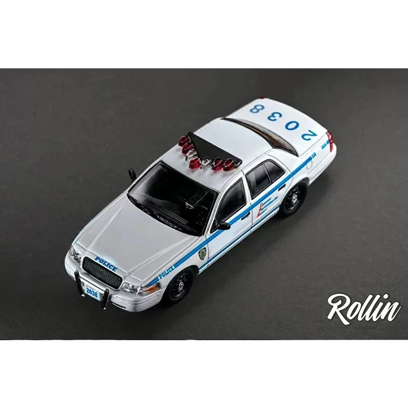 Rollin 1:64 Crown Victoria Police Patrol Car Diecast Diorama Model Collection Miniature Toys