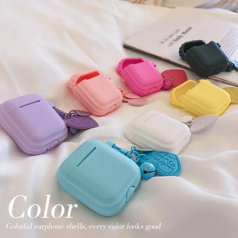 

Solid color with pendant Earphone Case for Airpod Cases Air Apple Pro 3 for 2 3rd Pods Transparent Cute Earphone Cover TPU Coque