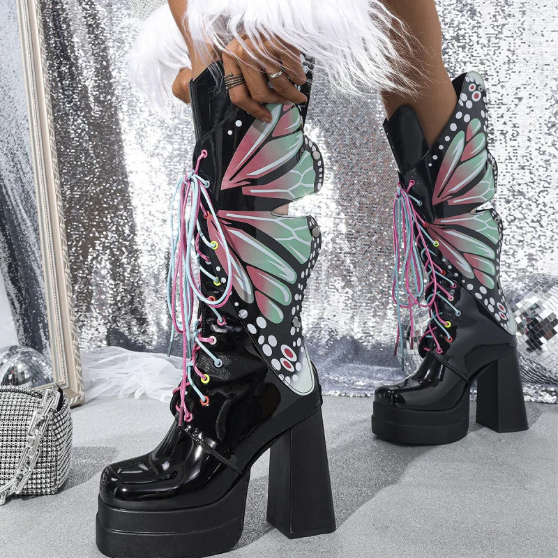 

Модные красочные - кружевные сапоги-бабочки | Стильный и смелый, идеально подходит для моды — готовые и уникальные наряды