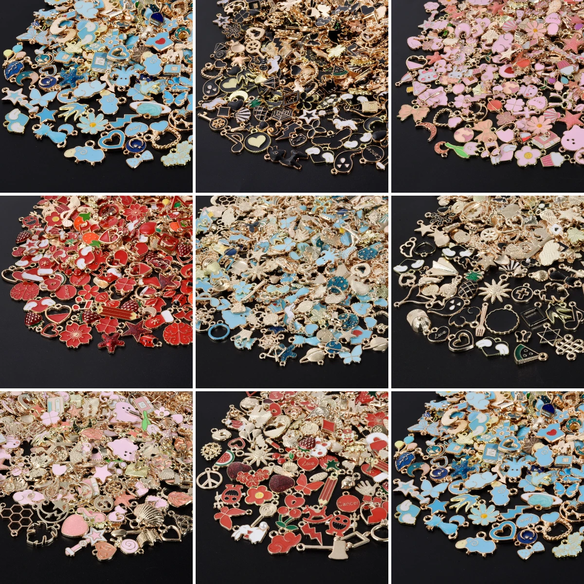 Mixed 20pcs/lot Colorful Assorted Enamel Charms Animal Star Fruit Moon Pendants for Necklaces Bracelets DIY Jewelry Craft Making