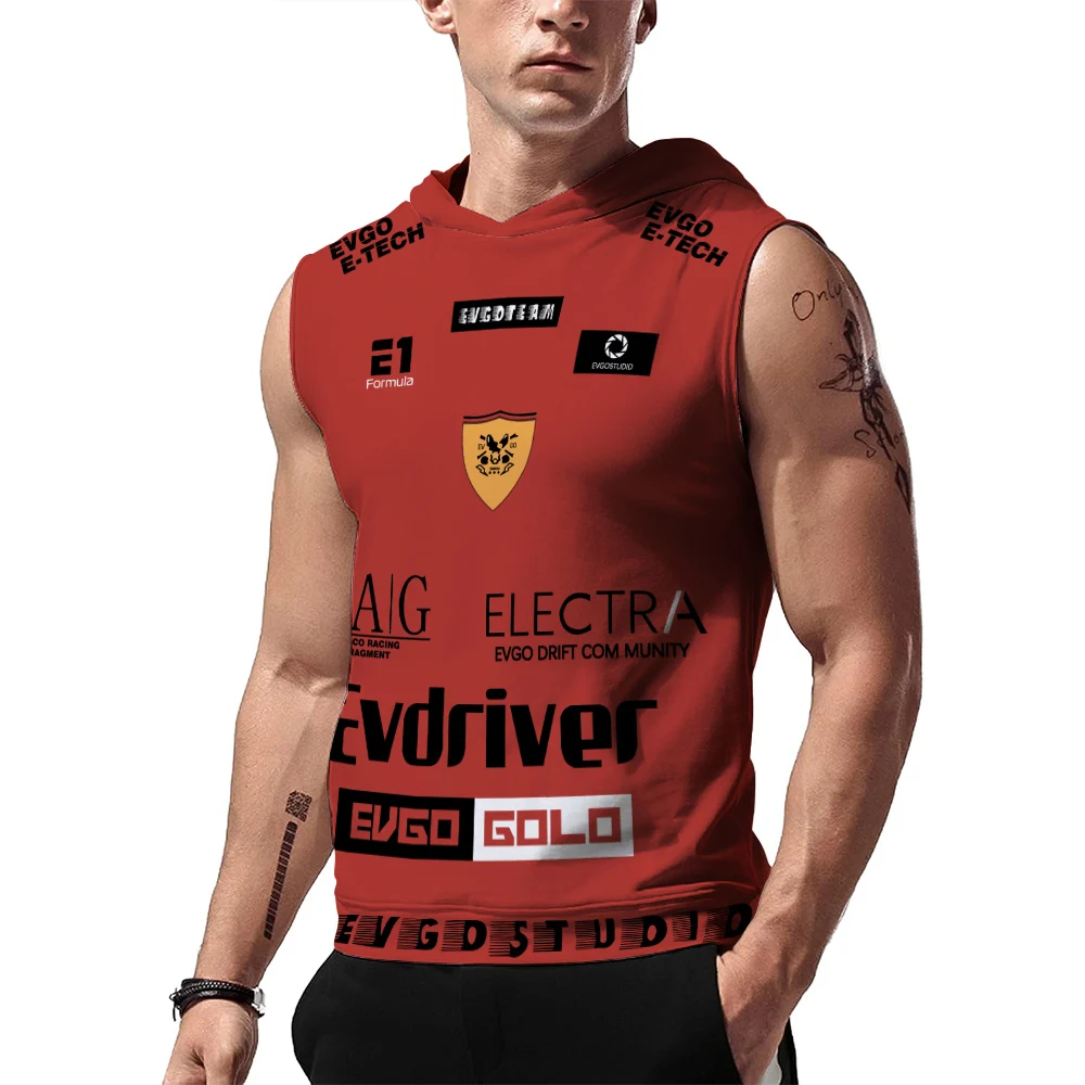 

New Trend Print Hooded Sleeveless T-shirt Fitness Vest Comfortable Breathable Casual Sports Personality Hooded Vest T-shirt