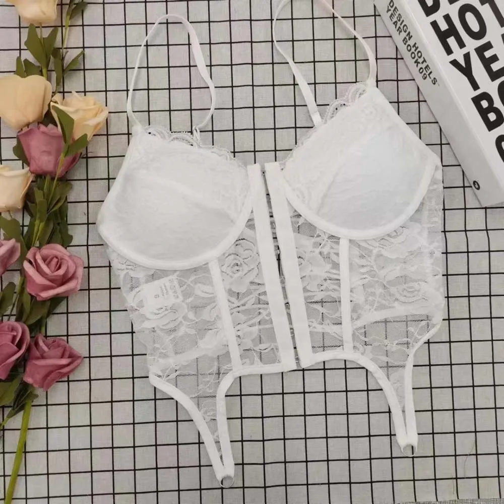 Koronkowa bluzka na ramiączkach w stylu Spicy Girl, ażurowa, transparentna, dopasowana, krótki top, streetwear, bez rękawów, koronkowy gorset damski.