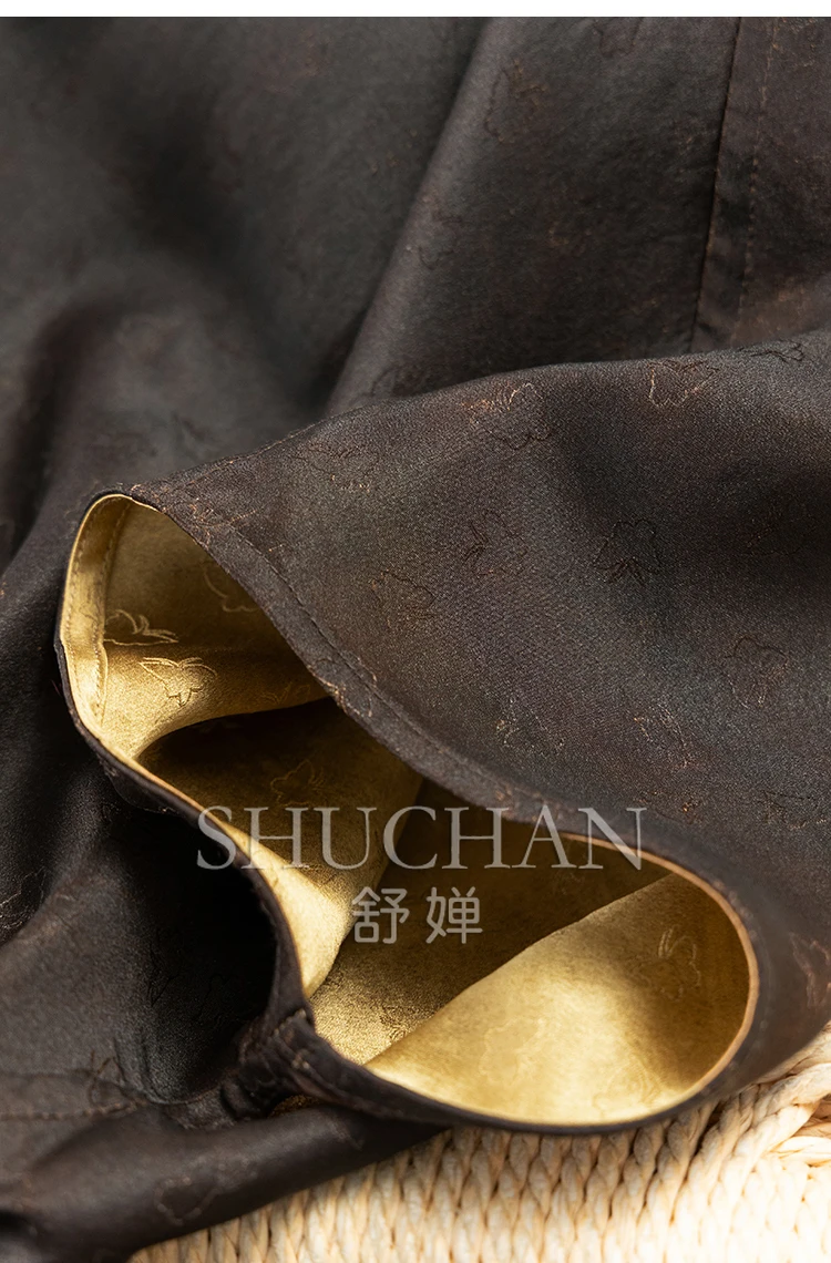 Luxe dubbelzijdige slijtage, zware zijde geurig wolkengaren kleine vlinderjacquard jurk met V-hals dames 2Y24