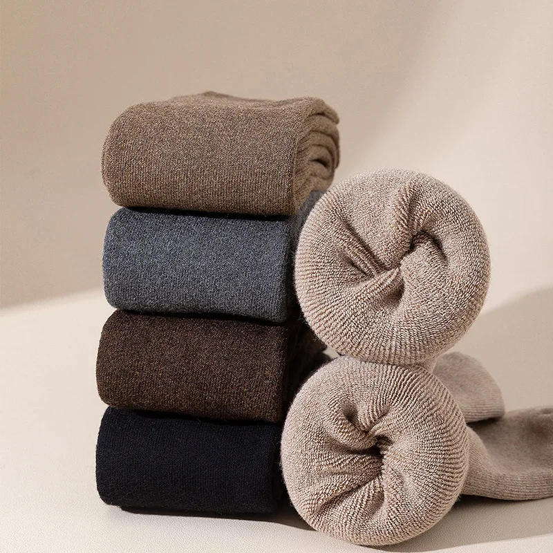 Chaussettes Hautes en Coton Thermique pour Femme, Bas Longs Chauds, Fibre Éponge, Solide, Respirant, Épais, Décontracté, Hiver, Harajuku