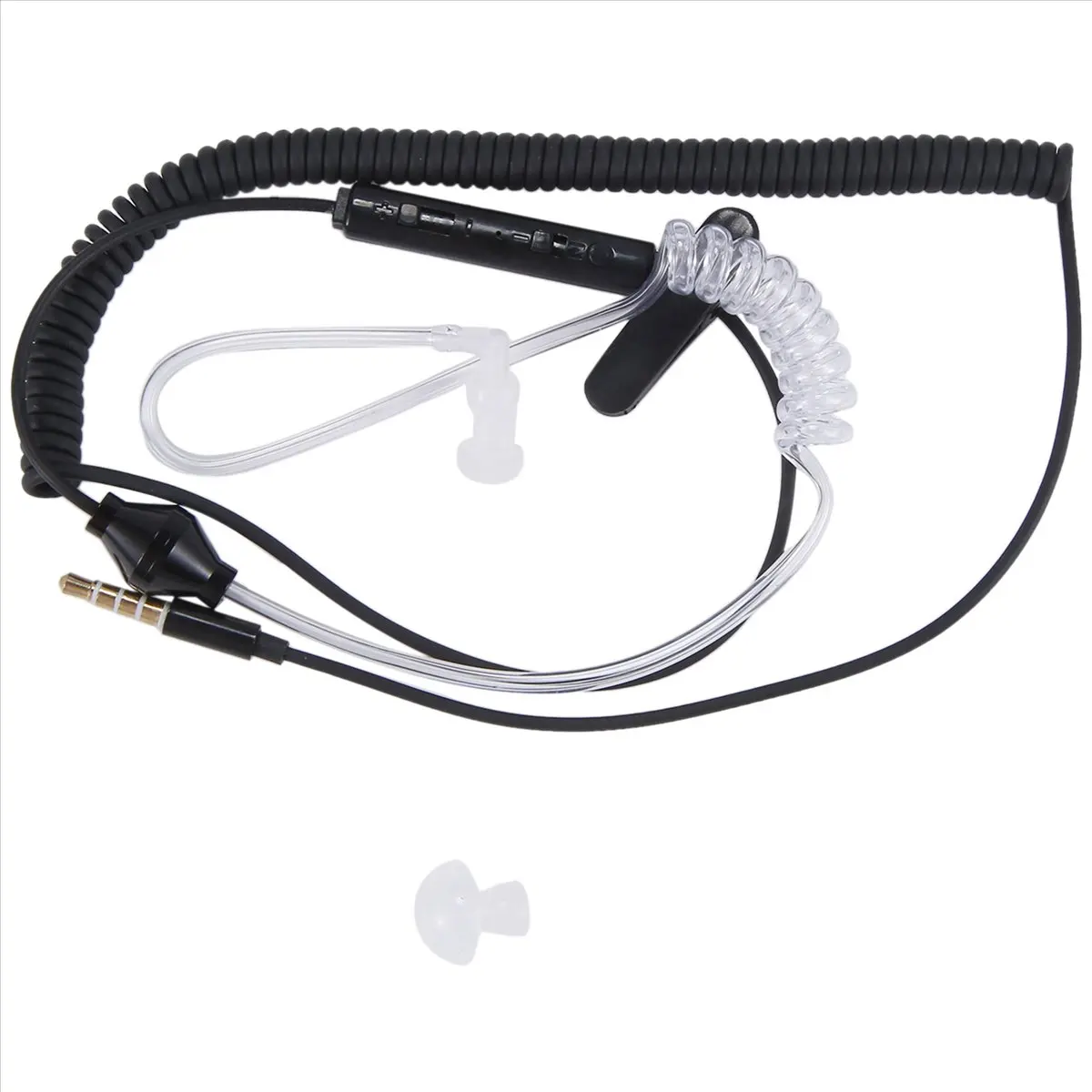 A64I Single Side Earphone In-Ear Stereo Mono Earbud Headphones Noise Isolating Earbuds with Mic Spring Coil Reinforced Cord