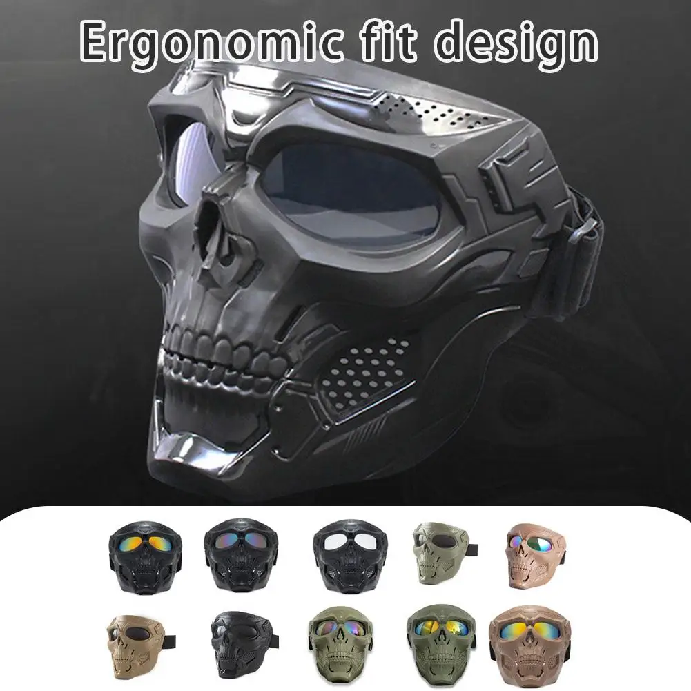 Creative Skull Motorcycle Riding Mask Retro Harley Mask Windproof Dustproof Face Mask Outdoor Goggles Adjustable Elastic Band