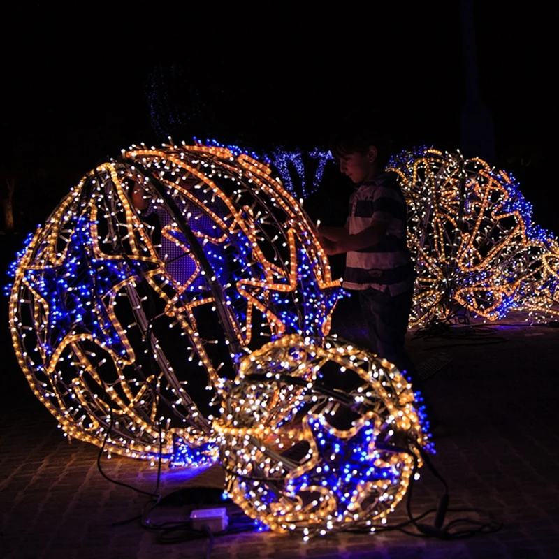 Custom. outdoor decoration 3D motif hanging LED ball sphere light