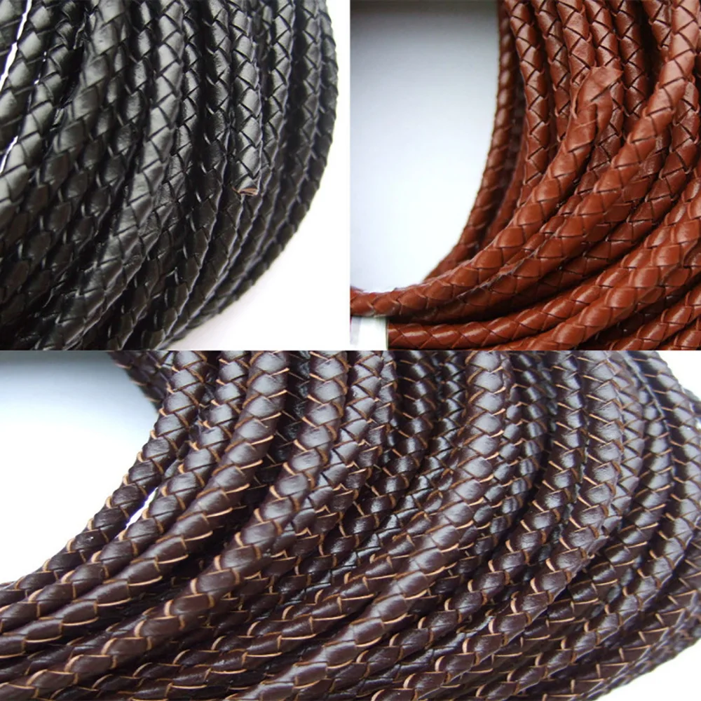 2 Meters 4mm/5mm/6mm Round Genuine Bolo Braided Leather Cord String Lace Tong DIY Craft Jewelry Making Findings