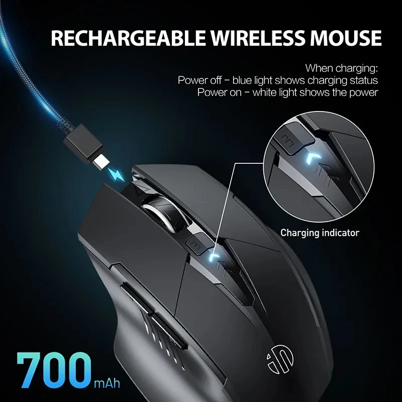 INPHIC F1 2.4G Wireless Mouse 500mAh Ergonomic Rechargeable Power Display Office Home Silent Laptop Desktop Computer Universal image 2