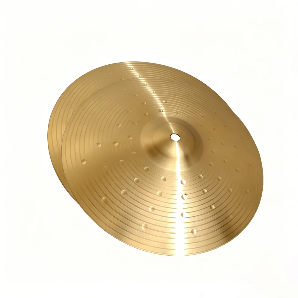 14 Inch Cymbal 2‑Pieces Set, Copper‑Plated Alloy Hi‑Hat Cymbals, Dotted Craft Jazz Drum Crash Cymbal