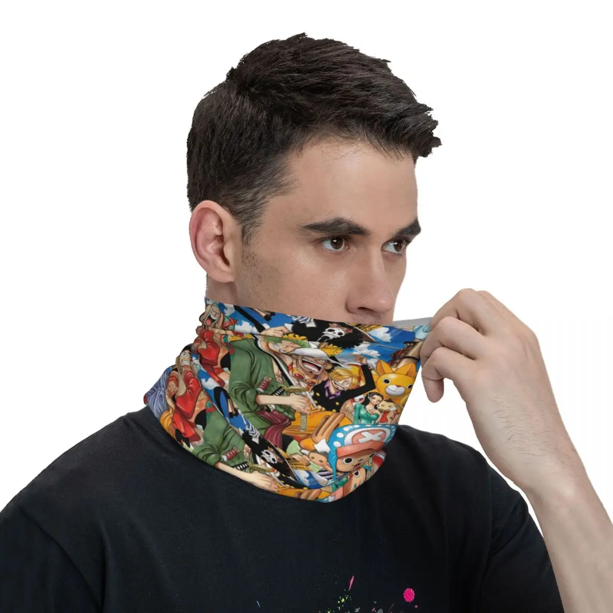 Pasamontañas con estampado de Anime para hombre y adulto, Bandana para el cuello, bufanda envolvente multifuncional para ciclismo y correr