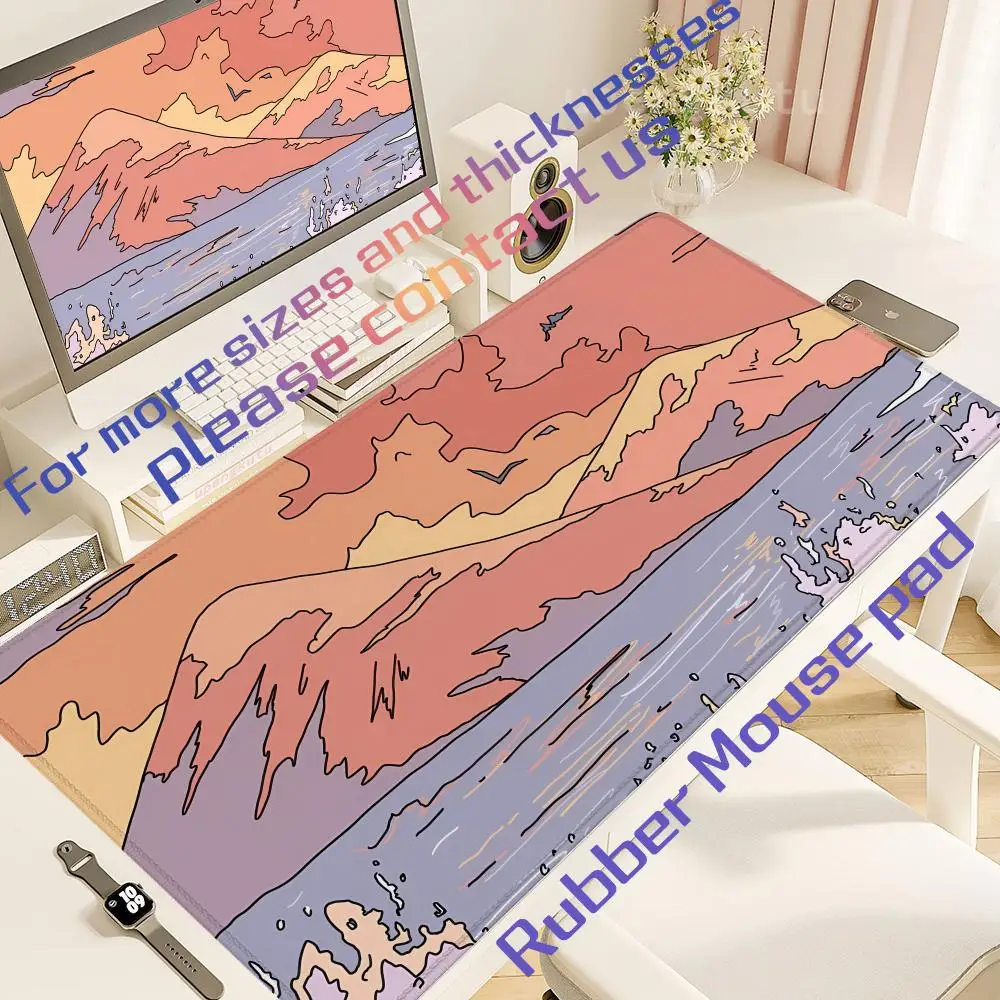 

Mouse Pad Desk Mat ink-wash art illustration Mousepad with Stitched Edges Non-Slip Rubber Base keypad Extended pad gaming mat