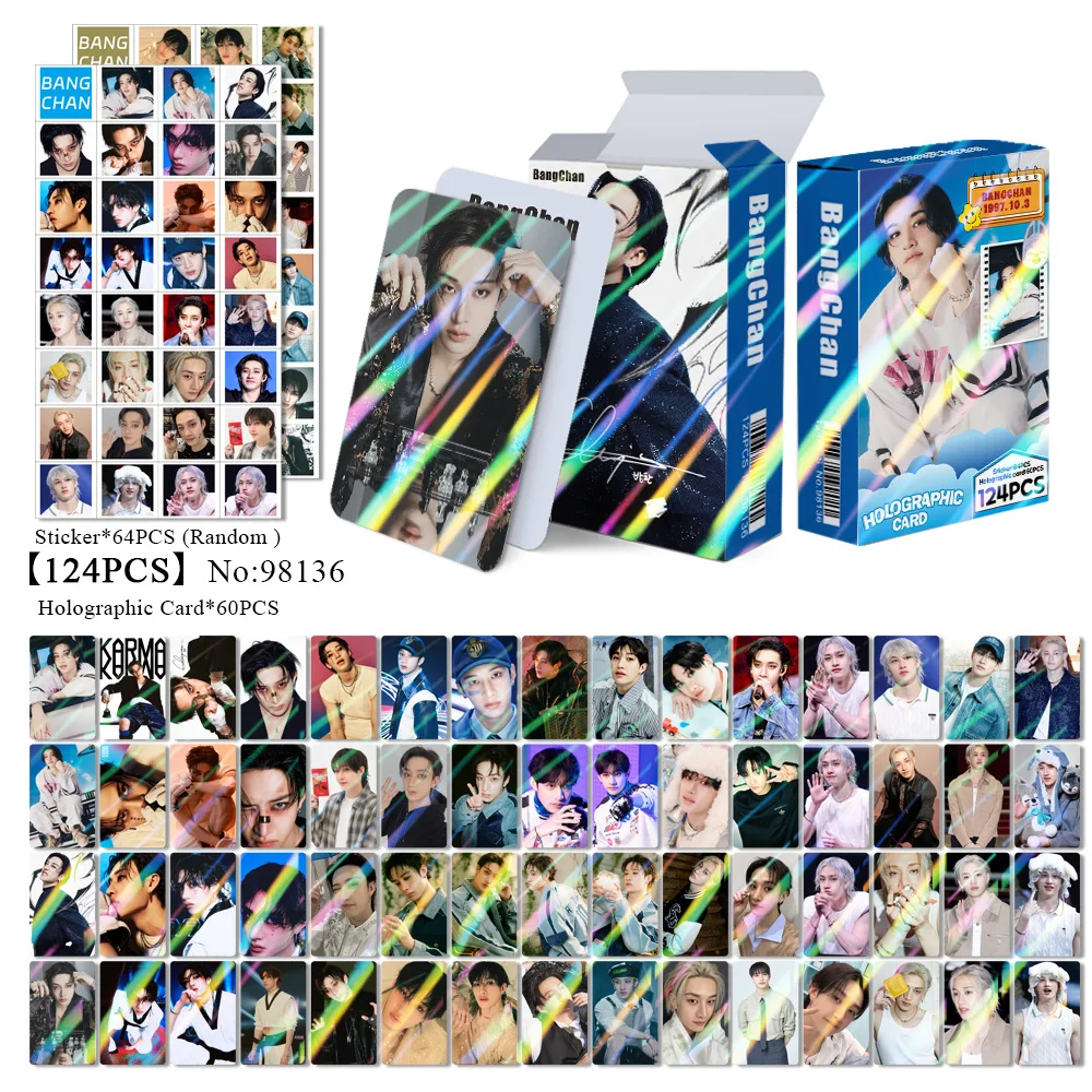 

Kpop Stray Kids SKZOO лазерные фотокарты 124 шт. BangChan Felix HyunJin HAN Star Collection ломо-карты наклейки подарок фанатам горячий весь