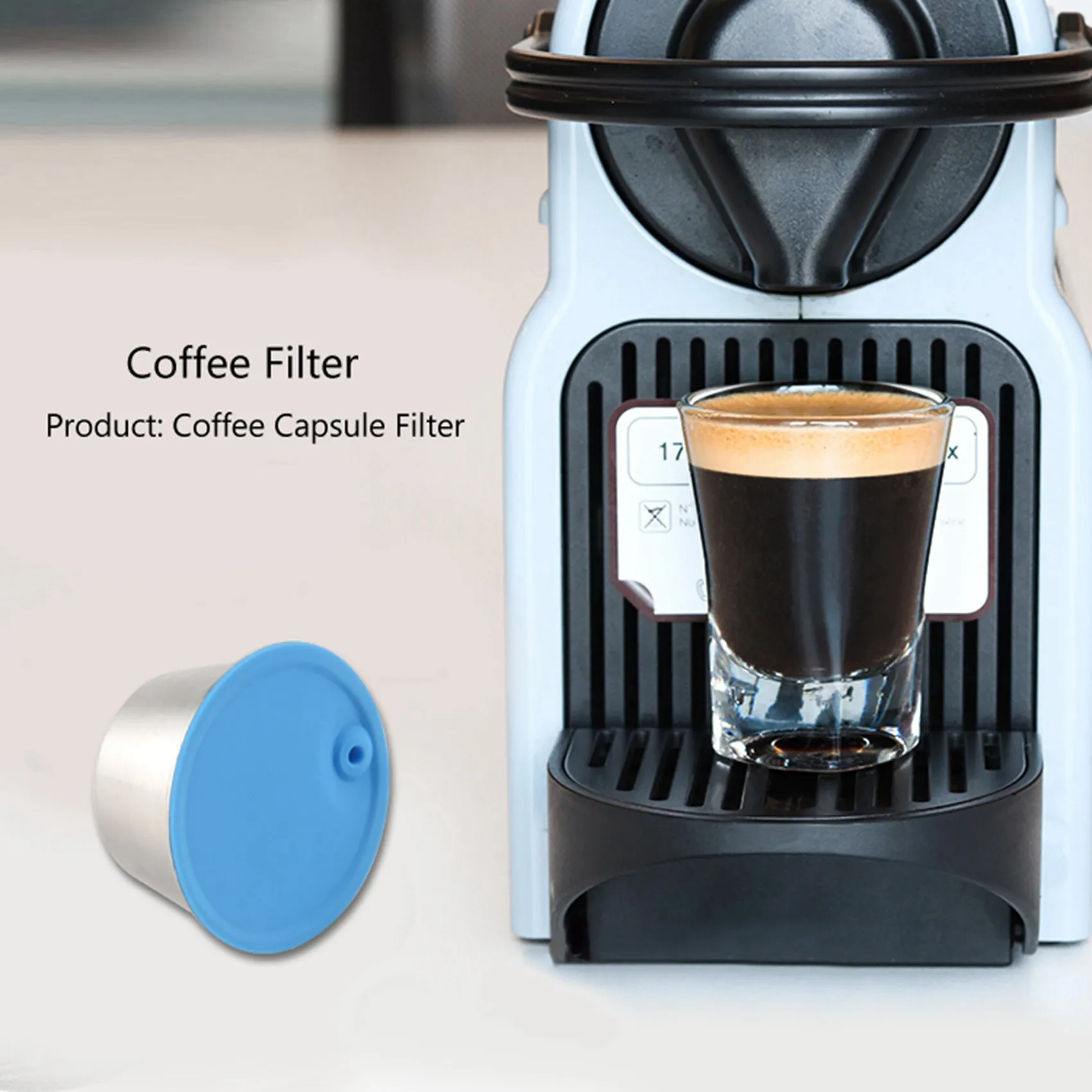 Cápsula reutilizável para Dolce-Gusto, filtro de café de aço inoxidável para conjunto Nescafé/Dolce-Gusto (com colher e escova)-B61B