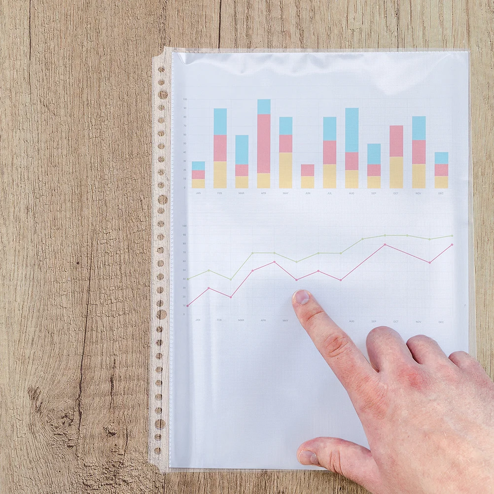 20 قطعة A4 الموثق الأكمام واضح شفاف مجلد مستندات إدراج 30 حفرة صفحة حماة للمدرسة مكتب المنزل استخدام ورقة فضفاضة #2