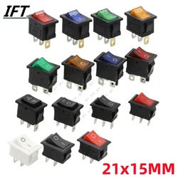 KCD1 2/3/4/6 Pins Rocker Switch ON-OFF ON-OFF-ON 6A/10A 250V/125V AC 2/3 Position Red/Black Power Switch with Light 15x21mm