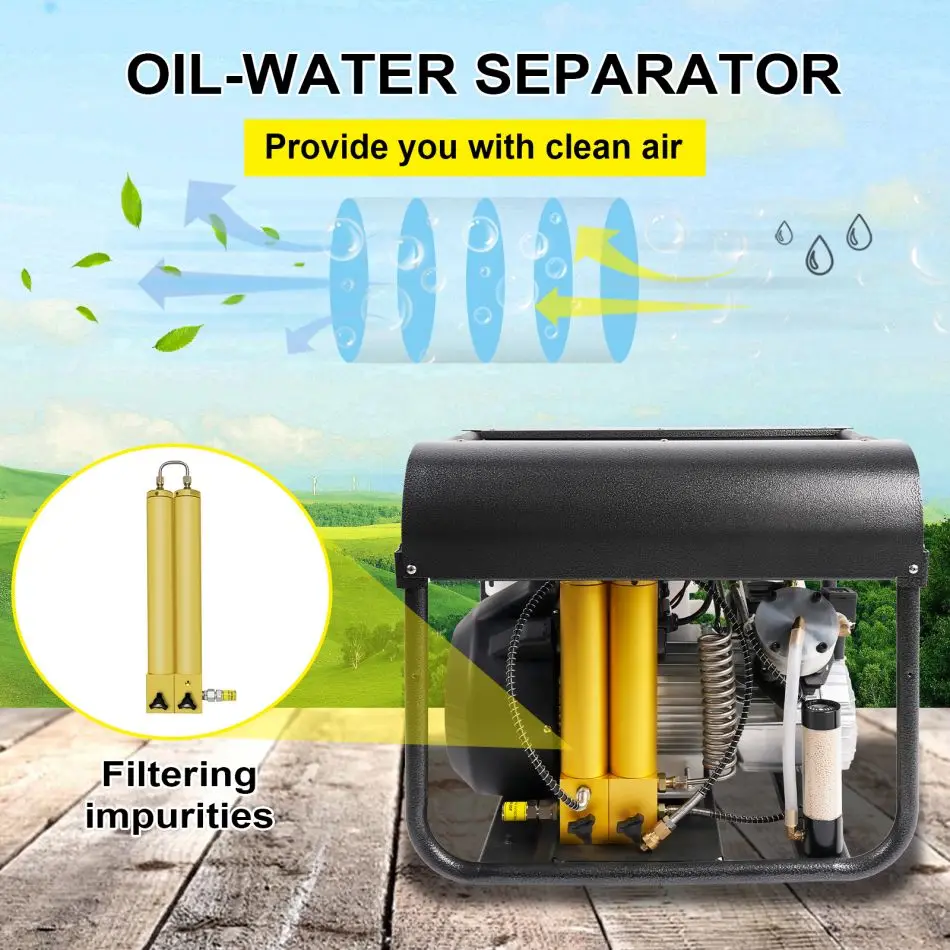 TUXING Multifunction Double Filter LCD Display Auto Stop 30mpa/4500psi/300bar Portable Diving Paintball Pump PCP Air Compressor view 5