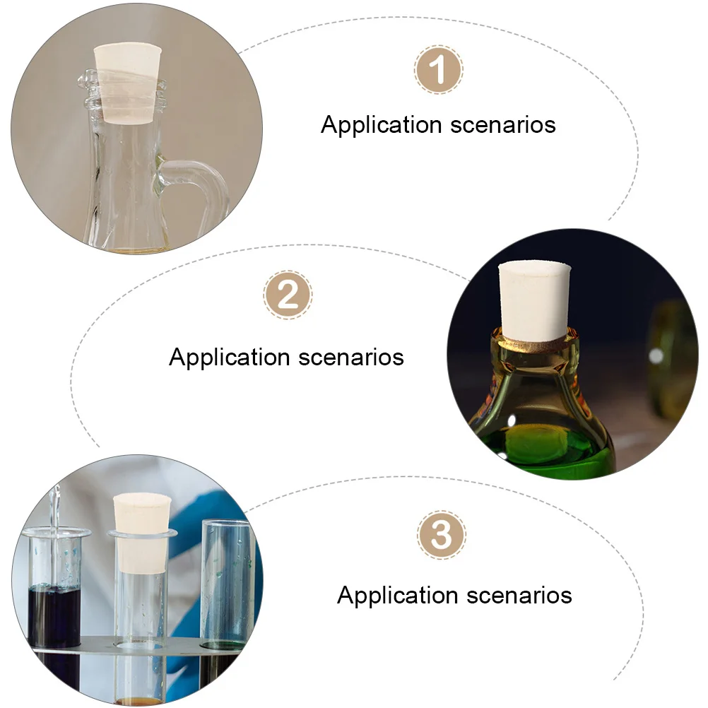 

50pcs Rubber Plugs High Temp Resistant Test Tube Bottle Beige Stoppers Rubber Plug Teaching Equipment