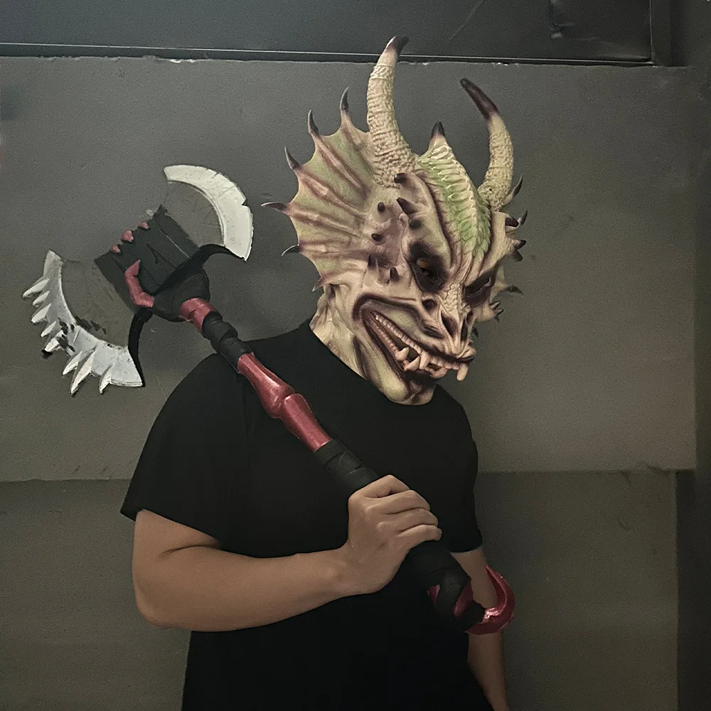 Maska Smoka Potwora Pełna Głowa Maski Zwierząt Straszne Halloween Party Maskarada Karnawał Kostium Rekwizyt Horror Cosplay Akcesoria