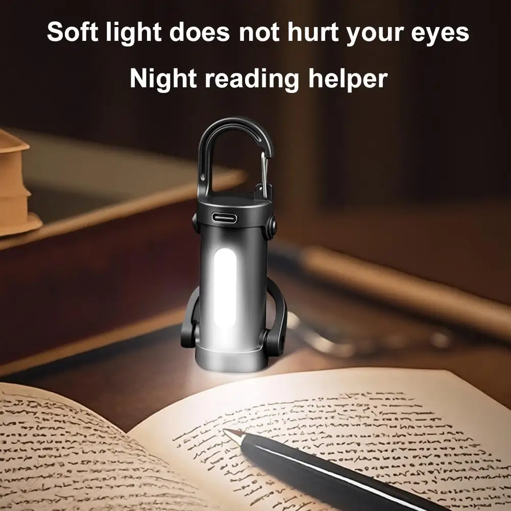 Mini Portable Keychain Flashlight Multifunction COB Work Light 6 Modes Emergency Rechargeable Light For Walking Searching Hiking