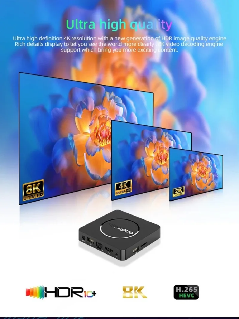 صوت عن بعد صندوق التلفزيون الذكي أندرويد 14 رباعي النواة 2.4/5G ثنائي واي فاي HDR10 + 8K 3D يوتيوب Netflix فك التشفير مشغل الوسائط PK Xiaomi
