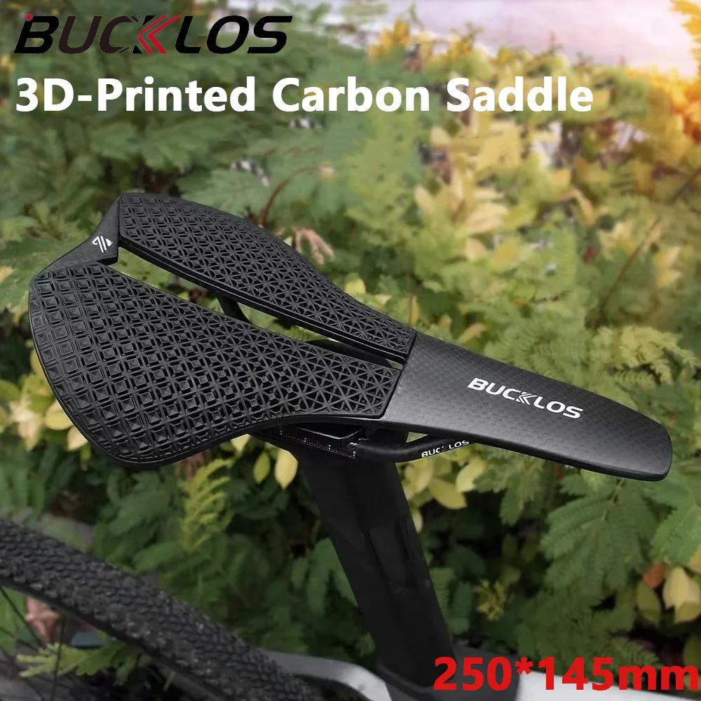 BUCKLOS Bicycle Saddle 145*250mm Bike Seating 3D-Printed Breathable Cycling Cushion Carbon Rail Bike Saddle Durable Bike Parts