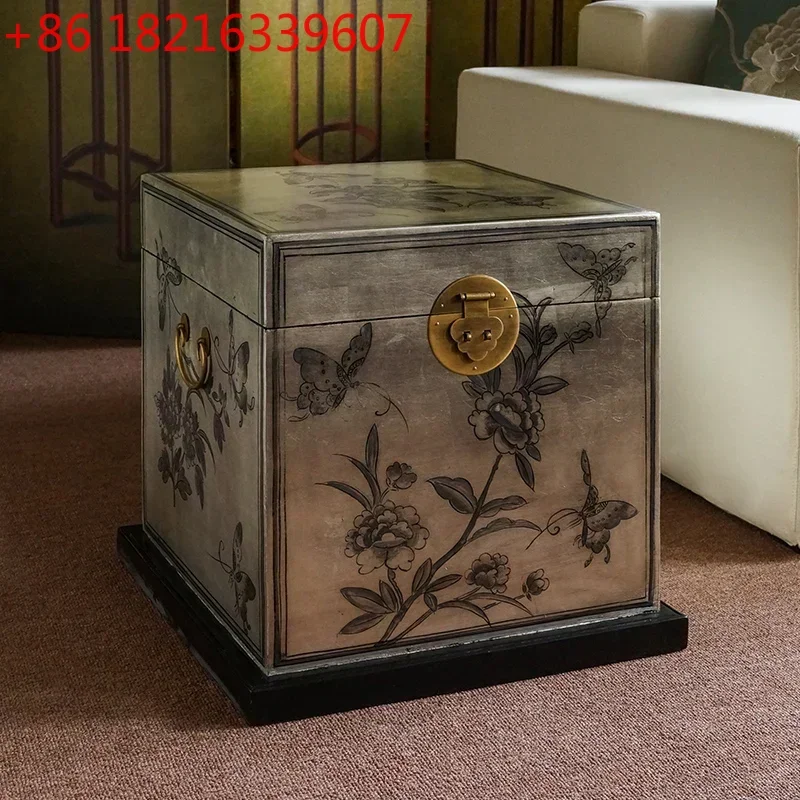 

TAO Living Room Square Creative Hand-Painted Bedroom Side Cabinet Side Table Small Coffee Table