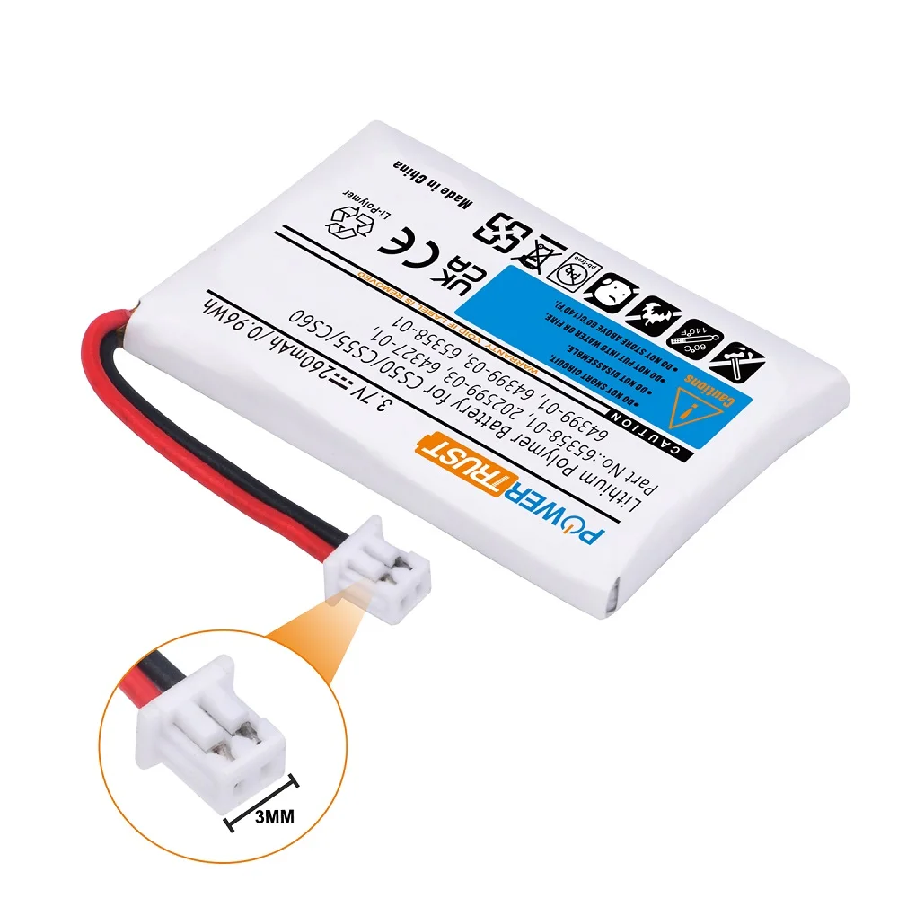 3.7v 260mah bateria para plantronic cs50 cs361n cs60 supraplus sem fio savi escritório wo300 wo350 avaya AWH-55 fones de ouvido sem fio