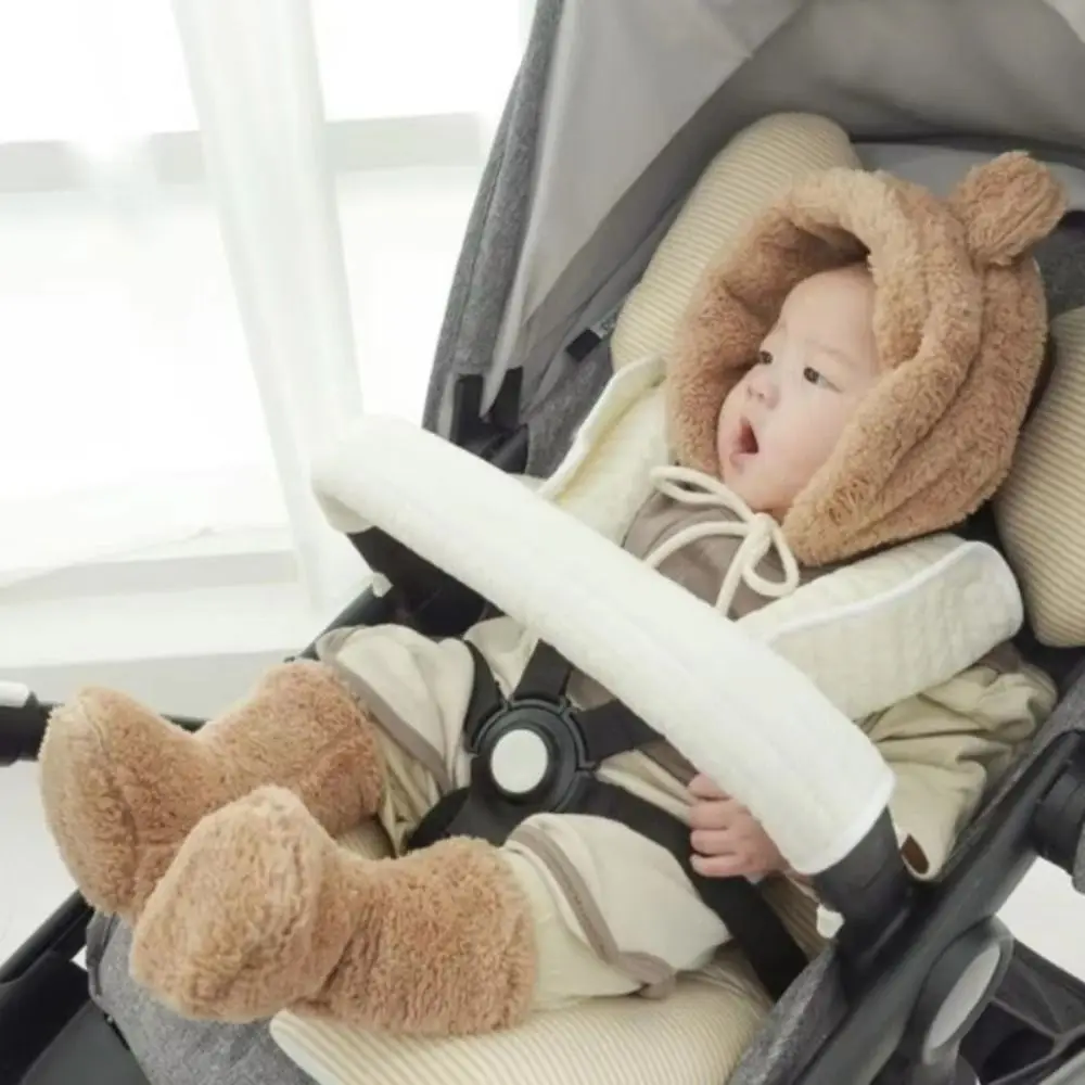 Cotton Stroller Armrest Cover Washable Padded Stroller Cover Drool Absorbent Universal Fit Seat Belt Protection