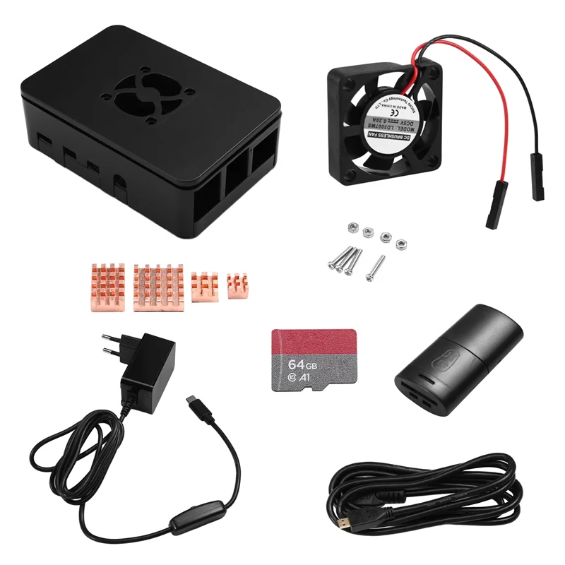 

For Raspberry Pi 4B Kit With Case Cooler Memory Card Heatsink For DIY Projects And Electronics Enthusiasts-N35R
