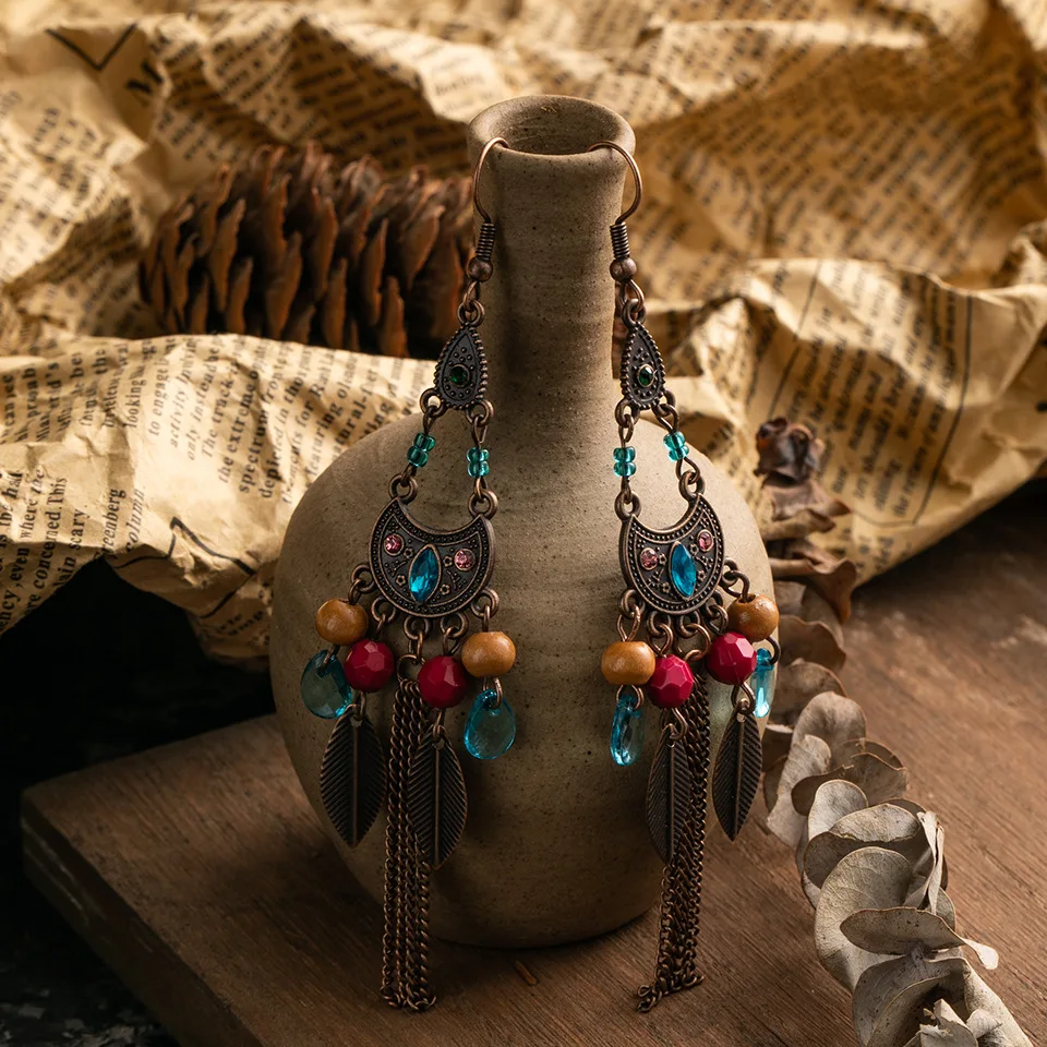 Ethnic Style Tassel Women's Earrings  Women's Bohemian Gypsy Women's Long Earring Pendant, Women's Earrings,