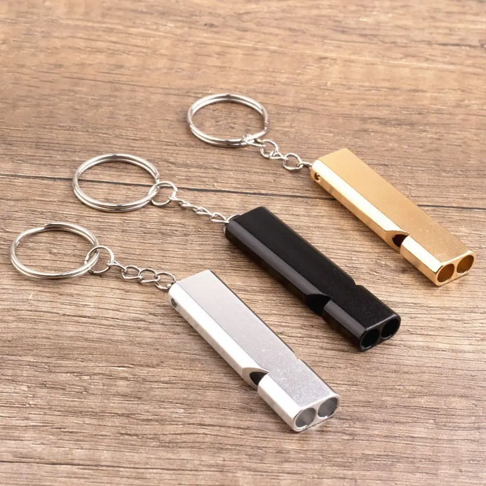 Portable Aluminum Safety Whistle For Outdoor Hiking Camping Survival Emergency Keychain Multi Tool Dual-tube Survival Whistle