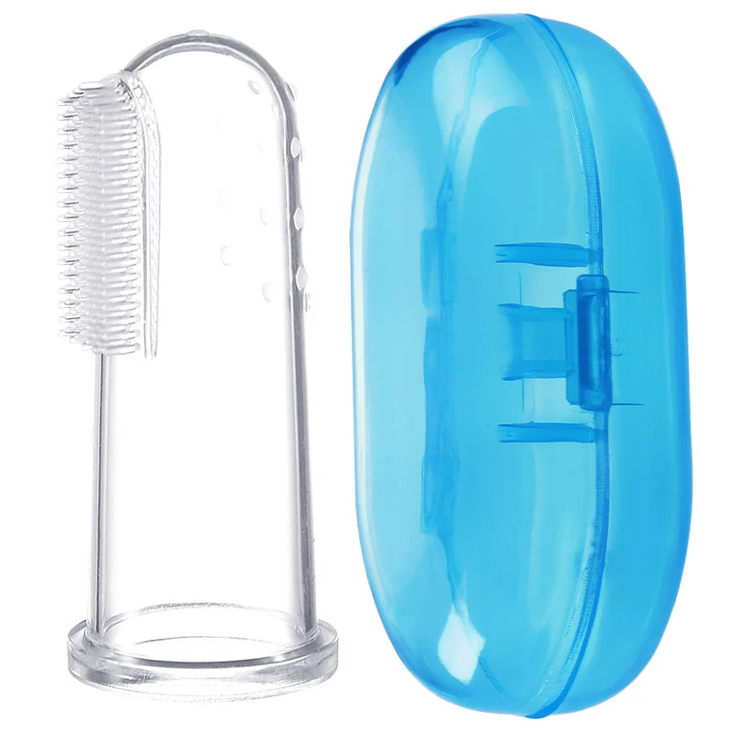 Baby Thumb Sleeve Toothbrush Organiser Set Silicone Latex Toothbrush Baby Tongue Cleaning Brush Toothbrush Storage Case