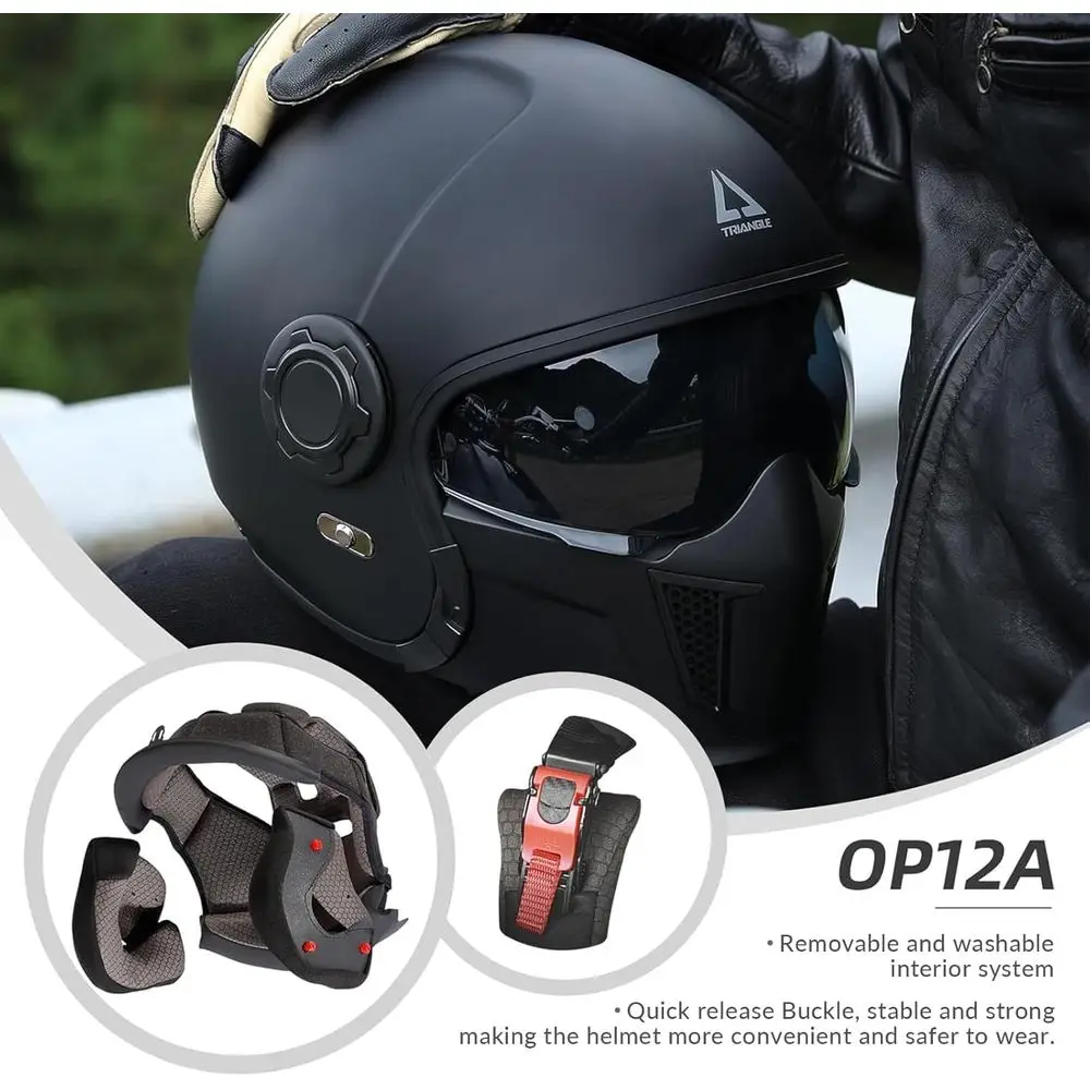 Men's & Women's Dual Visor Off-Road Motocross Helmet with Sunshield, DOT Approved (Black, XXL)