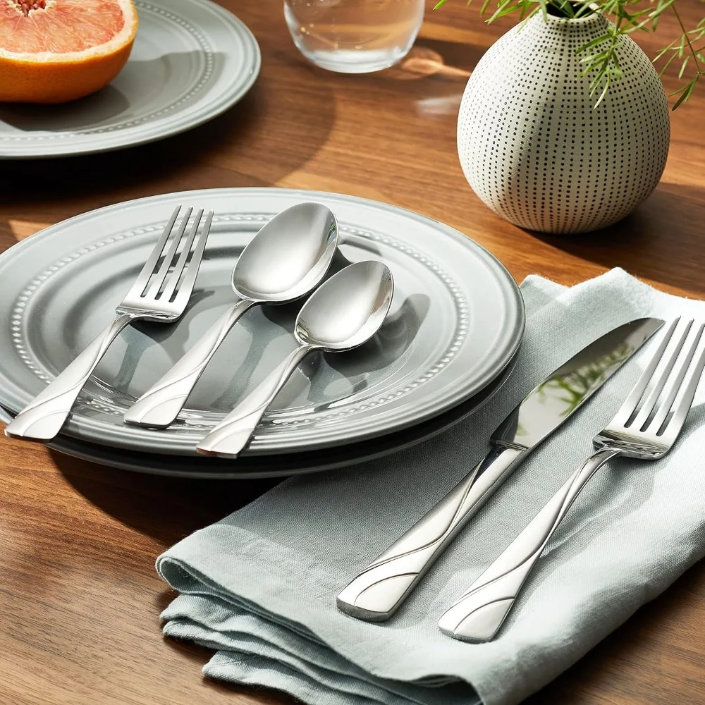 

20-Piece Stainless Steel Flatware Set, Service for 4, Everyday Dining Utensils with Rust Protection and Dishwasher Safe