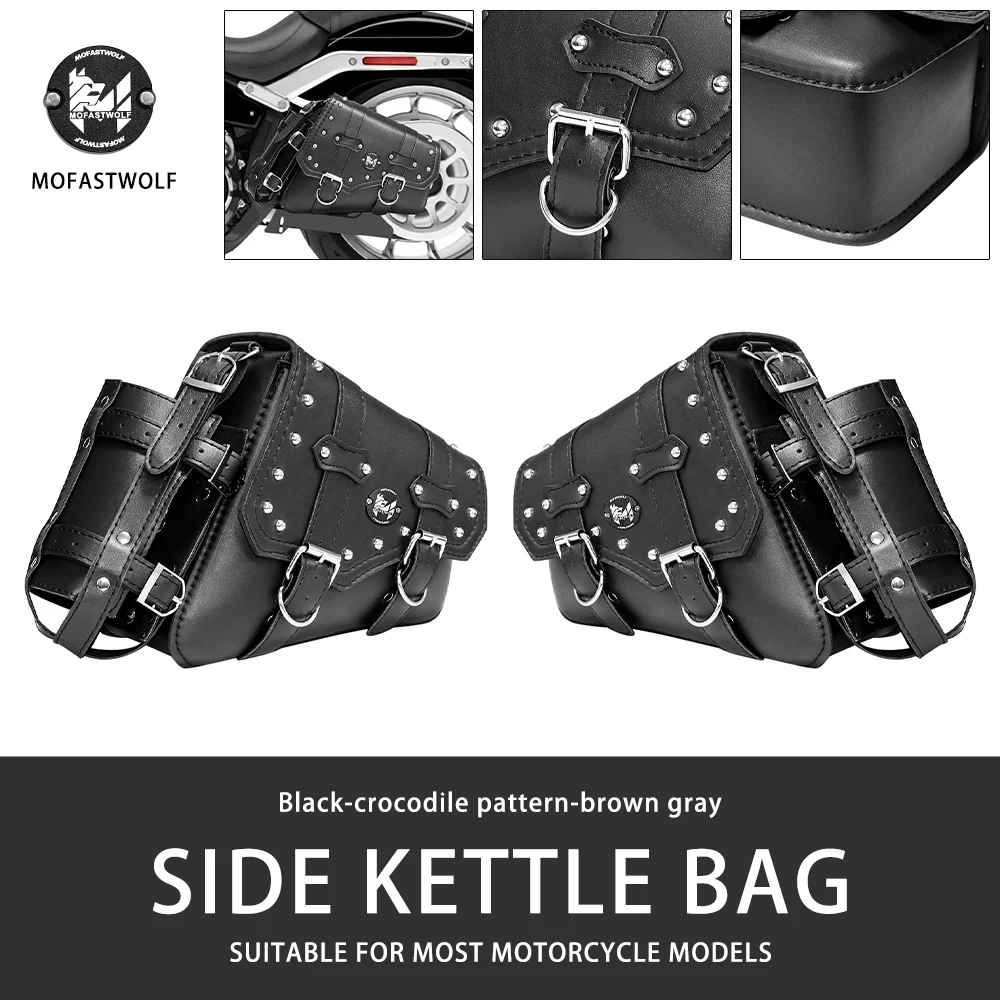For E-bike Hanging Toolkit Motorcycle Saddle Bag Large Capacity Retro Motorcycle Side Bag Waterproof Bag