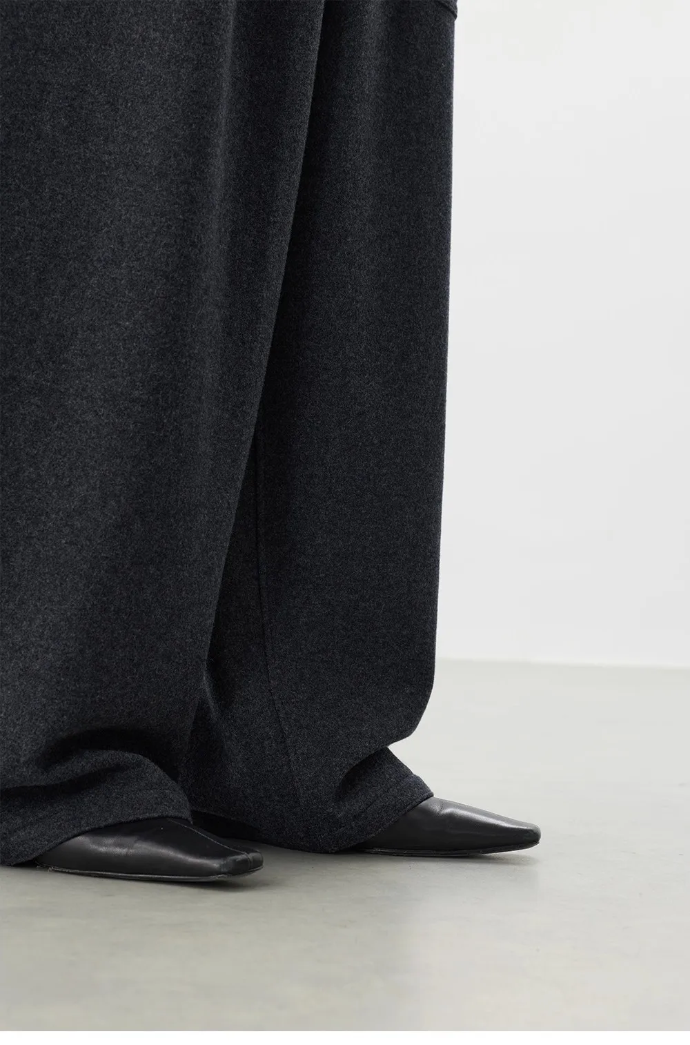 Curved Hem Pants~Wool Elastic Waist Wide-Leg Casual Pants for Women, 2025 Winter Fashionable Thickened Floor-Length Pants
