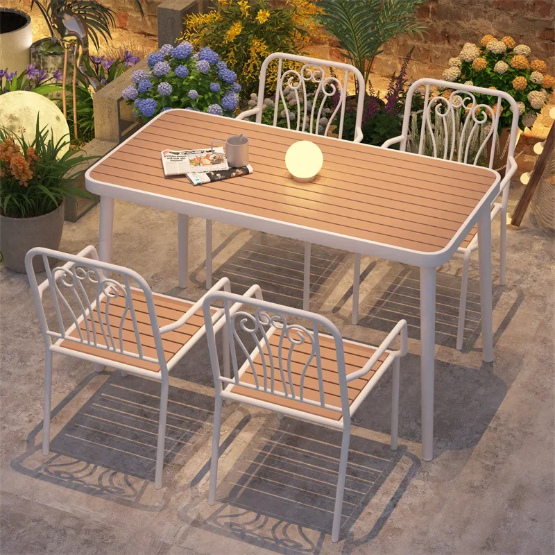 Table and chair combination Open-air courtyard Garden dining table Waterproof and sunscreen