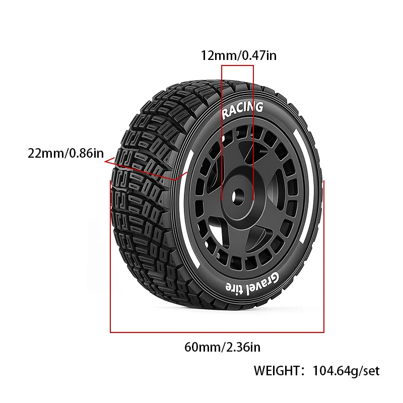 4PCS 60mm 1/14 High Grip On-Road Rally Tires Wheels For MJX 14301 14302 14303 14304 RC Car Upgrade Parts