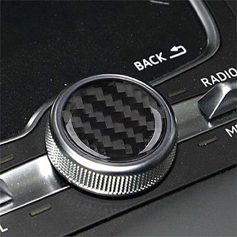 Central Control Knob Cover Trim Frame Sticker Decoration Carbon Fiber for Audi Q5 2018-2023 Interior Accessories