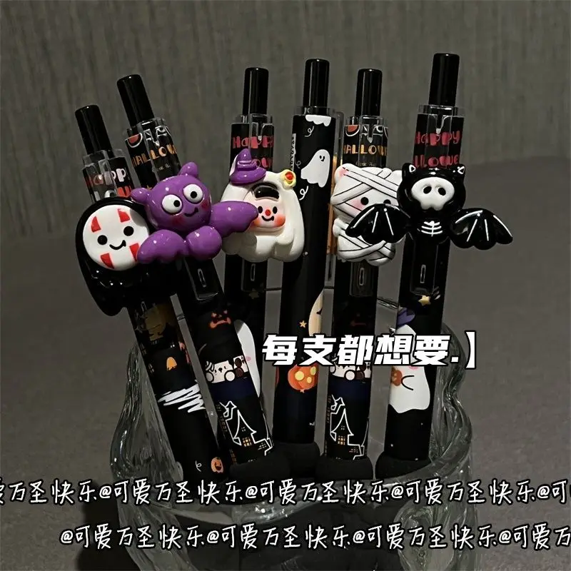 

12 Pcs Halloween day Cute Gel Pens Ins Wind 0.5mm Black Ink Student Girl Heart Test Brush Question Pen ST Head Neutral Black