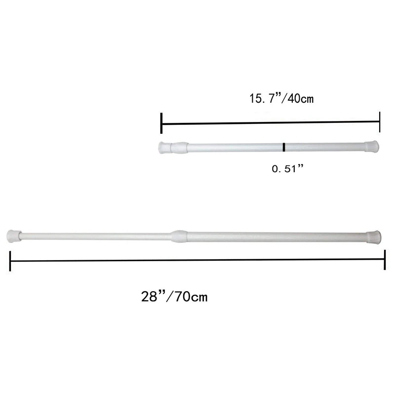 Tensão ajustável Primavera armário bares, Hot Rod Cortina Varas, 6 Pack, branco